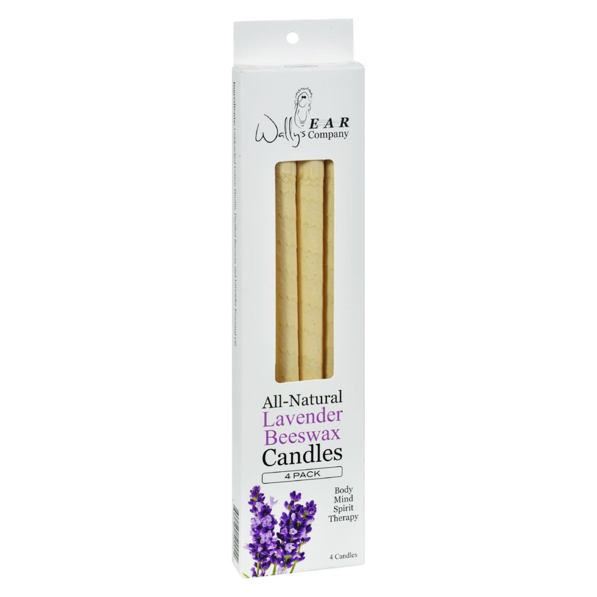 Wally's Natural Products Beeswax Candles - Lavender - 4 Pack (SEO Optimized)
