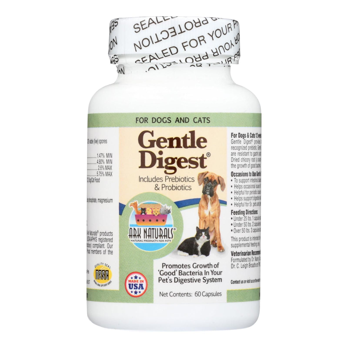 Ark Naturals Gentle Digest for Dogs and Cats (Pack of 60 Capsules)