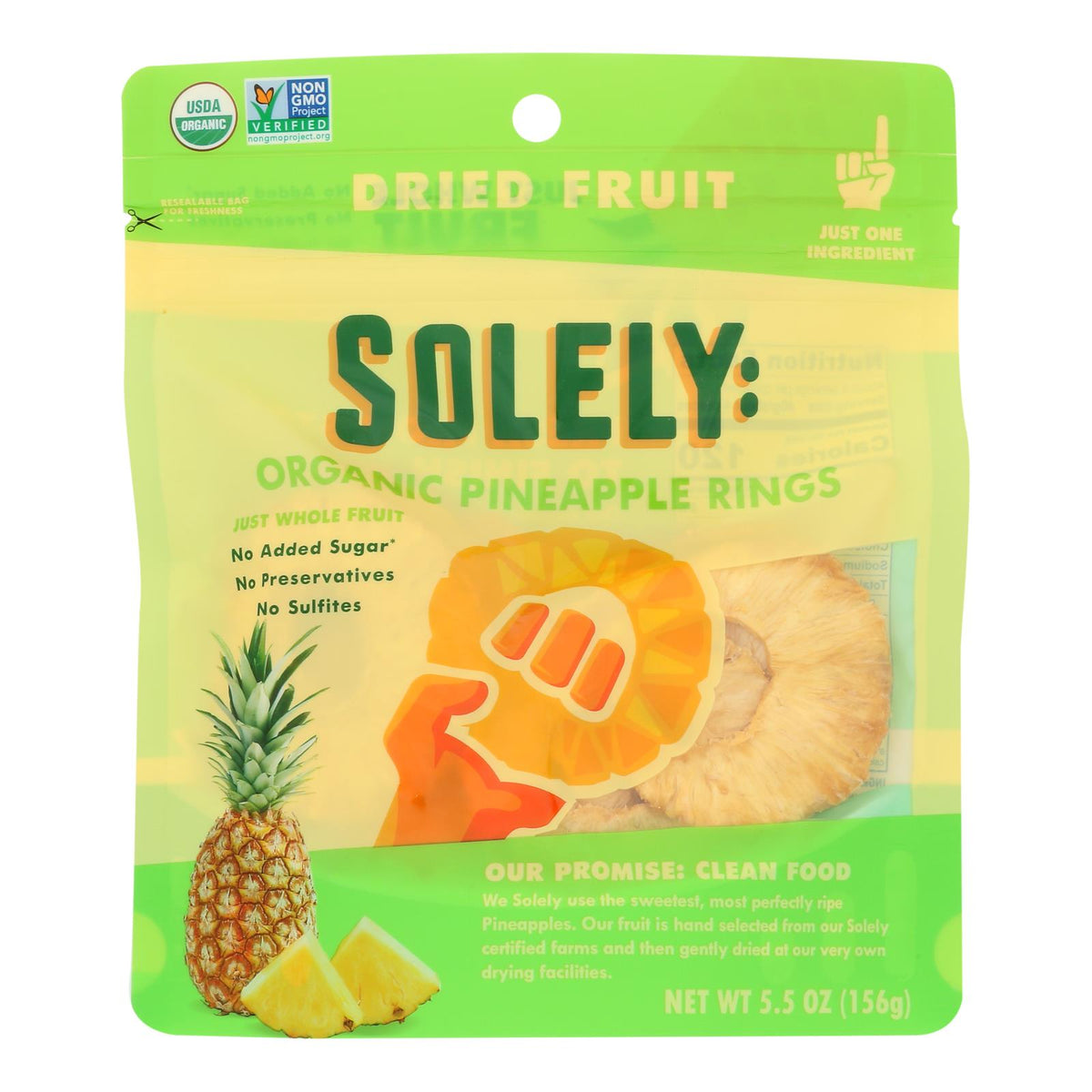 Solely Organic Dried Pineapple Rings, 5.5 oz (Case of 6)