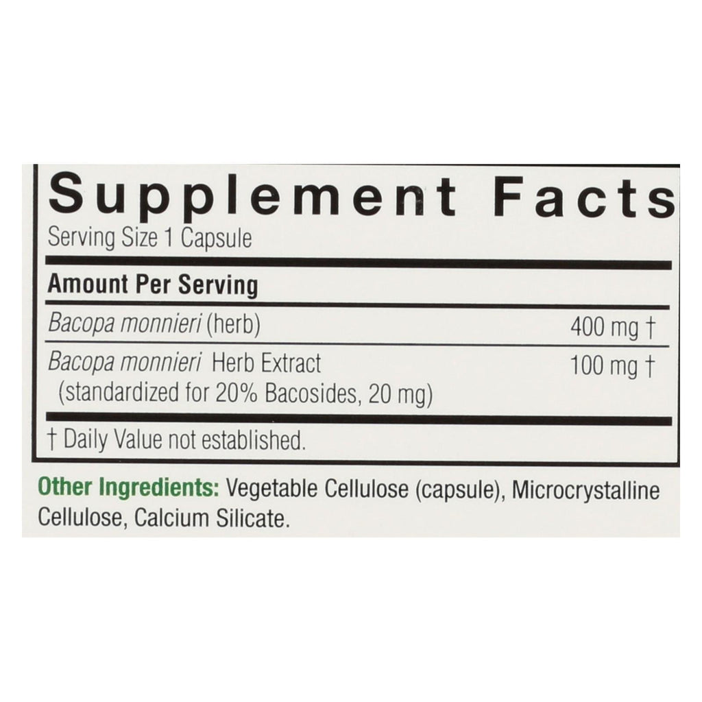 Nature's Answer Bacopa 500 mg, 90 Veggie Capsules