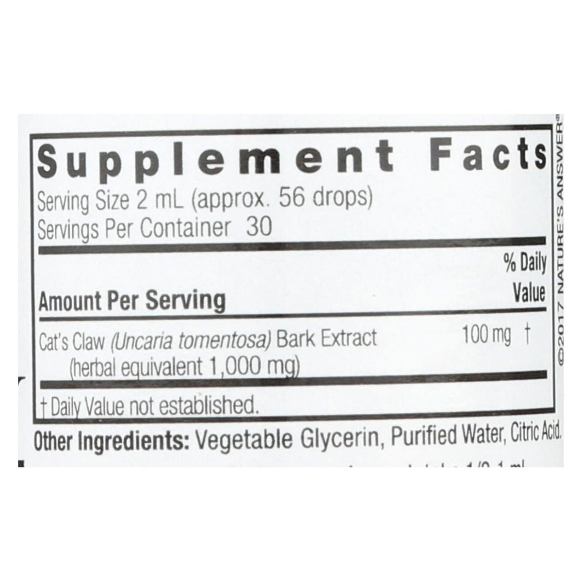 Nature's Answer Alcohol Free Cat's Claw Inner Bark, 2 fl oz