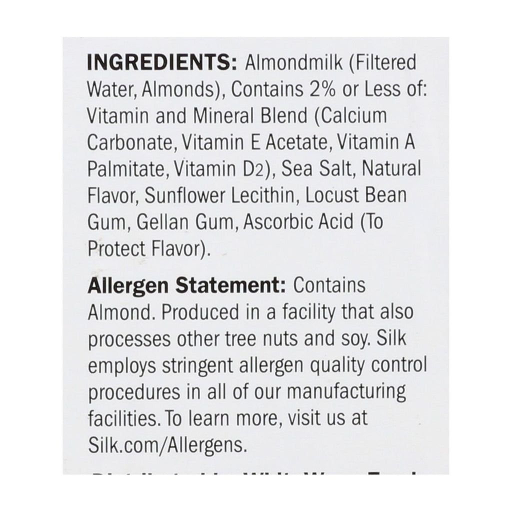 Silk Pure Almond Milk - Unsweetened Vanilla (Pack of 6) - 32 Fl Oz.