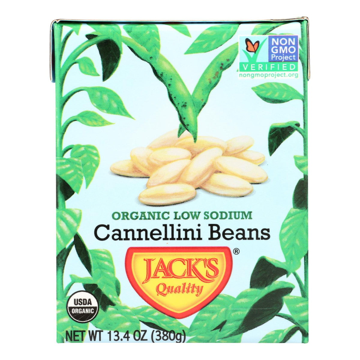 Jack's Quality Organic Low Sodium Cannellini Beans, 13.4 oz (Case of 8)