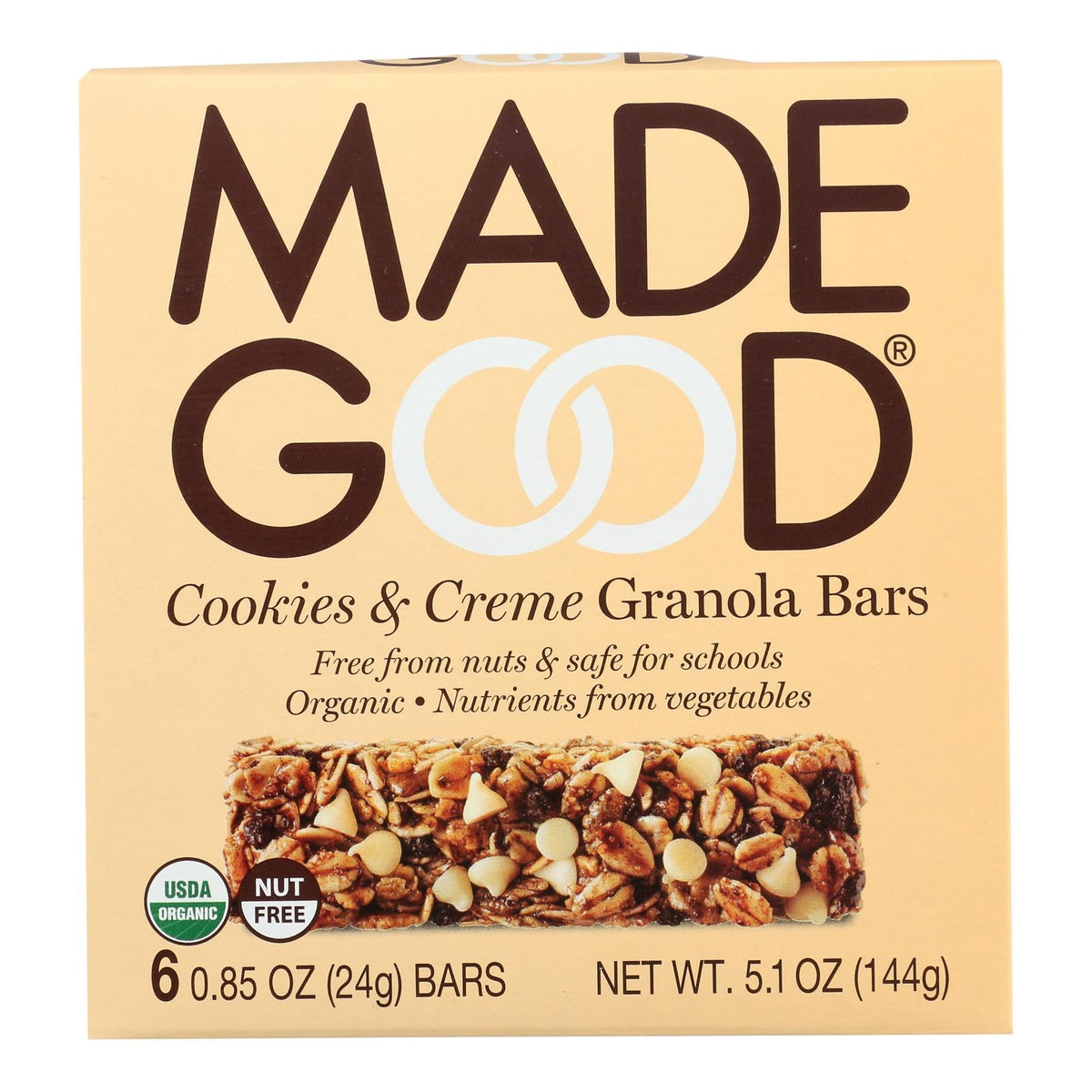 Made Good Granola Bars, Cookies & Cream, 0.85 oz (Case of 6)