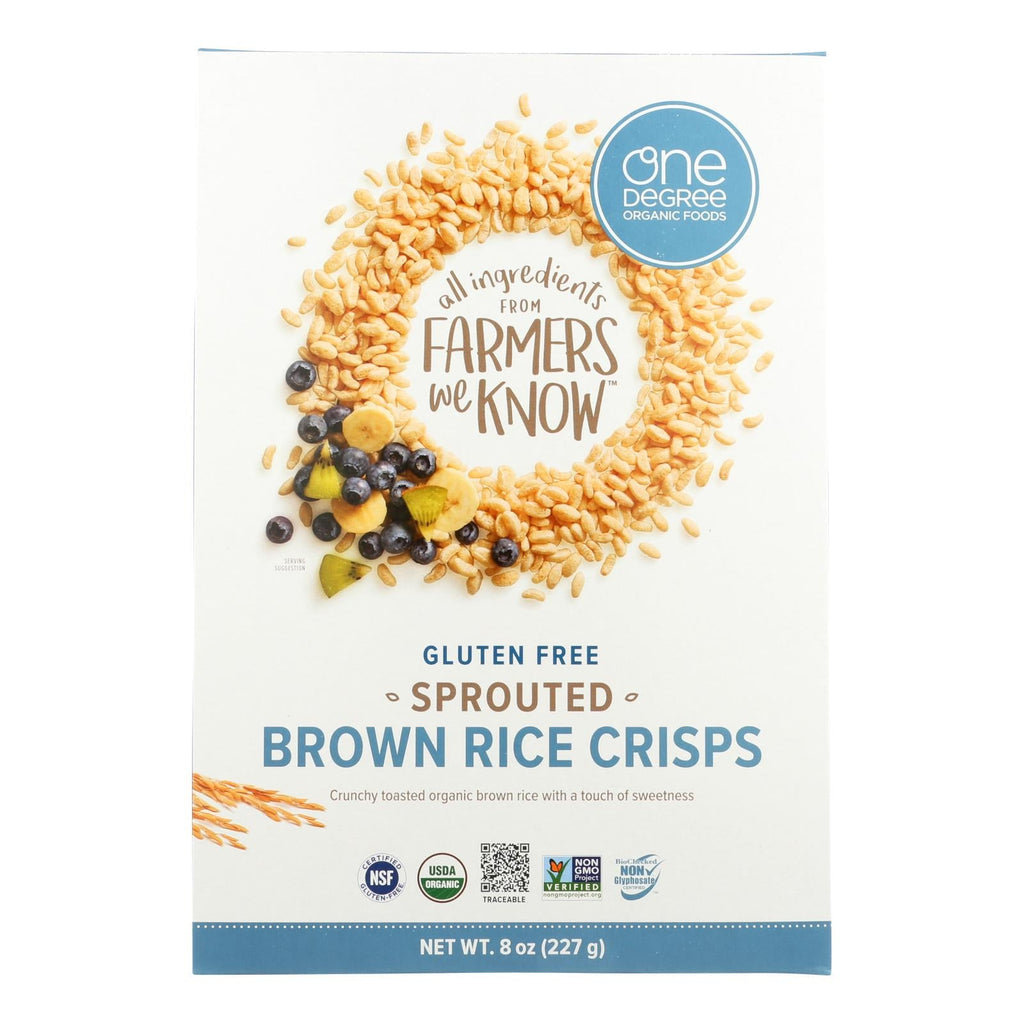 One Degree Organic Foods Sprouted Brown Rice Crisps Cereal, 8 oz (Case of 6)