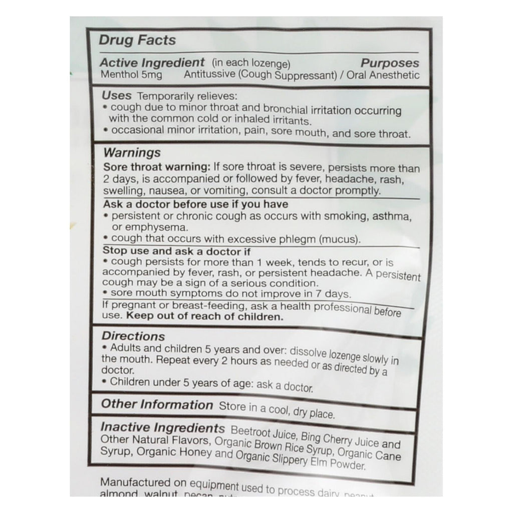 Quantum Health Organic Cough Lozenges, Bing Cherry, 18 ct