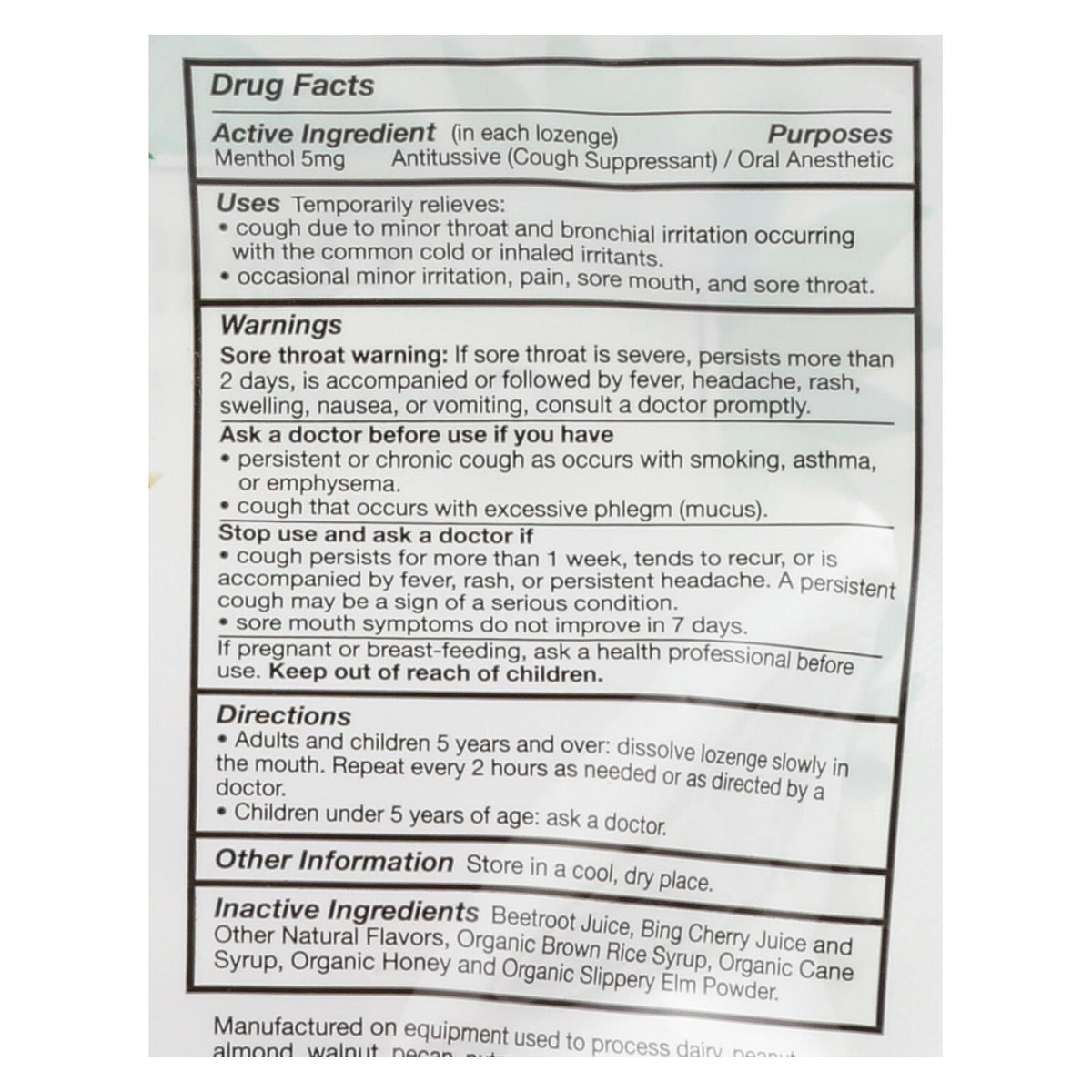 Quantum Health Organic Cough Lozenges, Bing Cherry, 18 ct