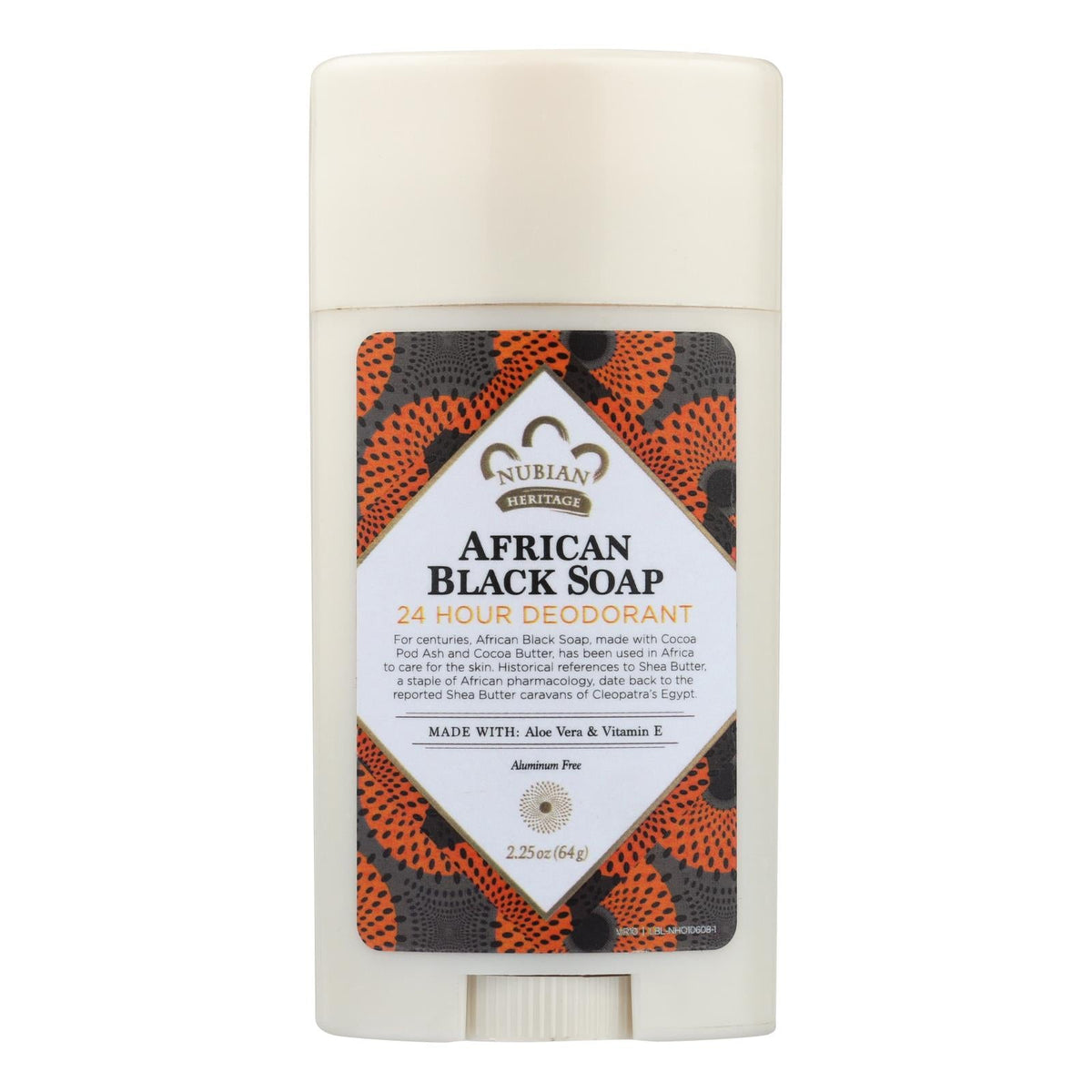 Nubian Heritage All Natural 24 Hour African Black Soap Deodorant (Pack of 1 - 2.25 Oz)