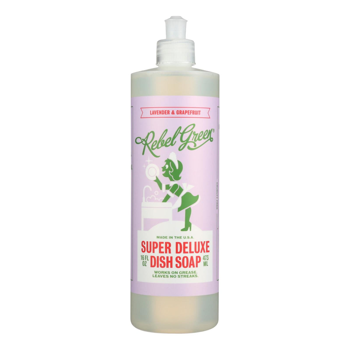 Rebel Green Deluxe Dish Soap, Lavender & Grapefruit, 16 fl oz (Case of 4)