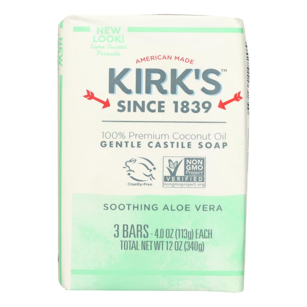 Kirk's Coco Castile Bar Soap, Aloe Vera, 0.75 oz (Case of 3)