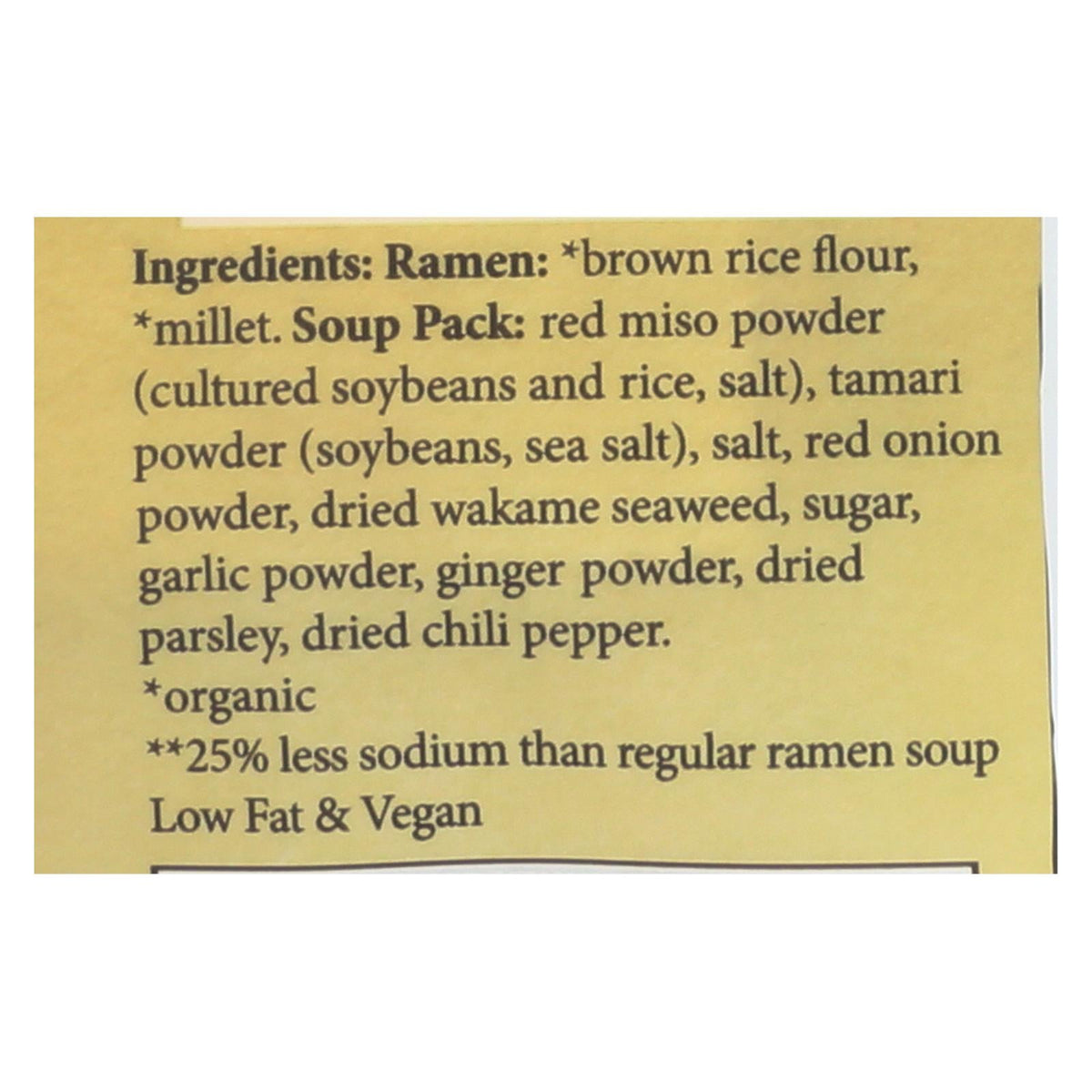 Lotus Foods Organic Millet & Brown Rice Ramen with Miso Soup, 2.8 oz (Case of 10)