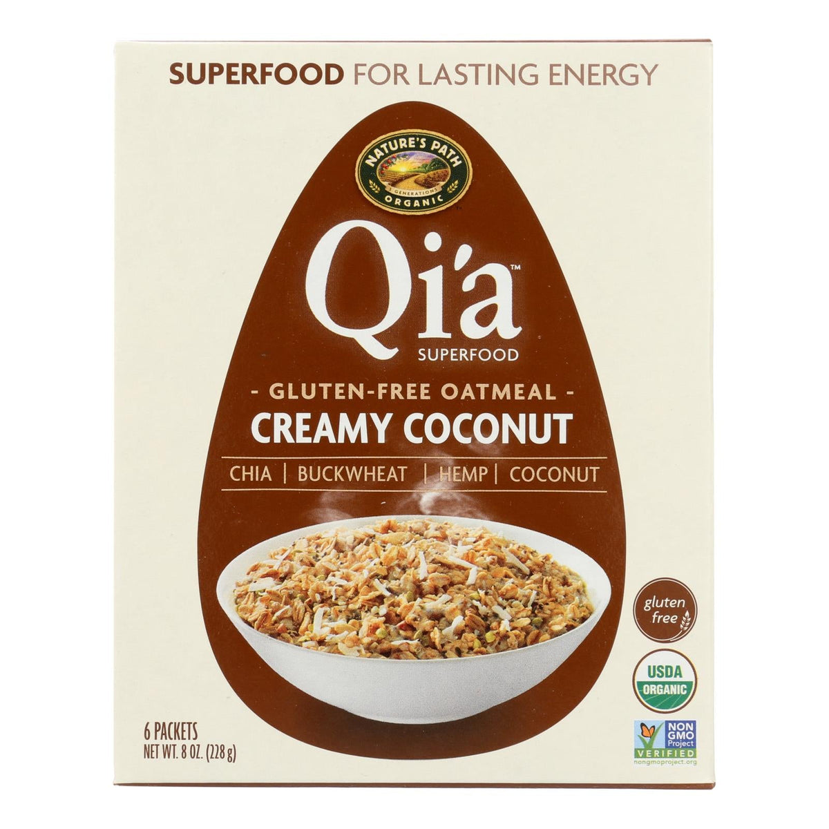 Nature's Path Organic Qi'a Superfood Creamy Coconut Hot Oatmeal, 8 oz (Case of 6)