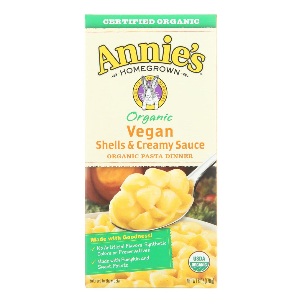 Annie's Organic Vegan Shells & Creamy Sauce Pasta Dinner, 6 oz (Case of 12)