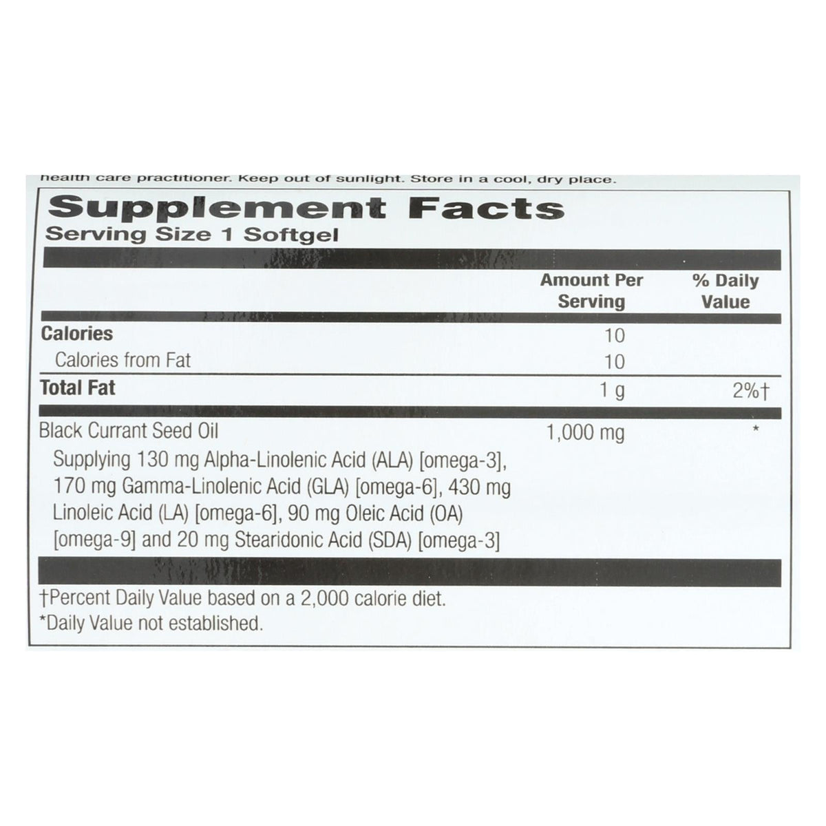 Health From The Sun Black Currant Oil Dietary Supplement (Pack of 1 - 60 Sgels)