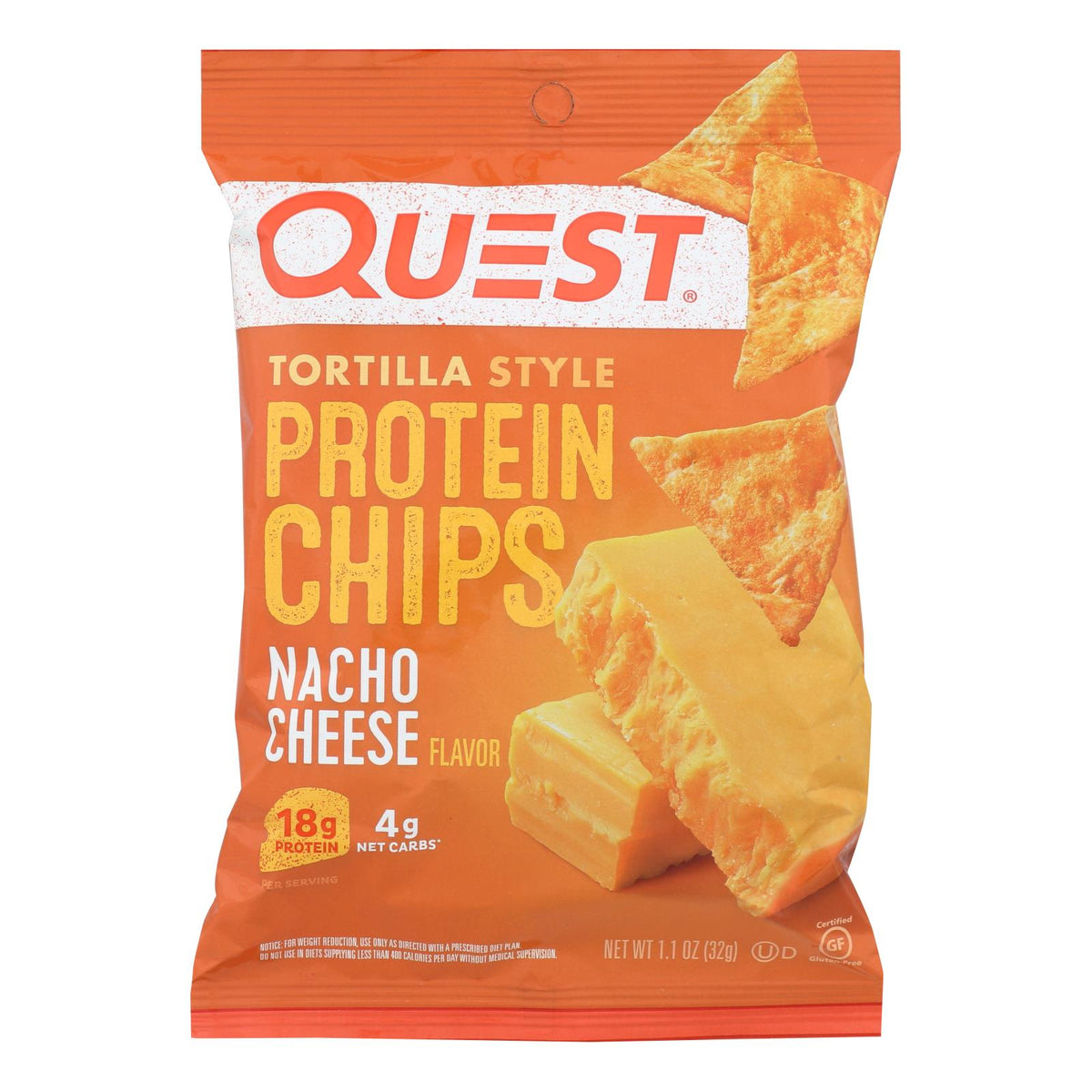Quest Nacho Cheese Tortilla Style Protein Chips, 1.1 oz (Case of 8)