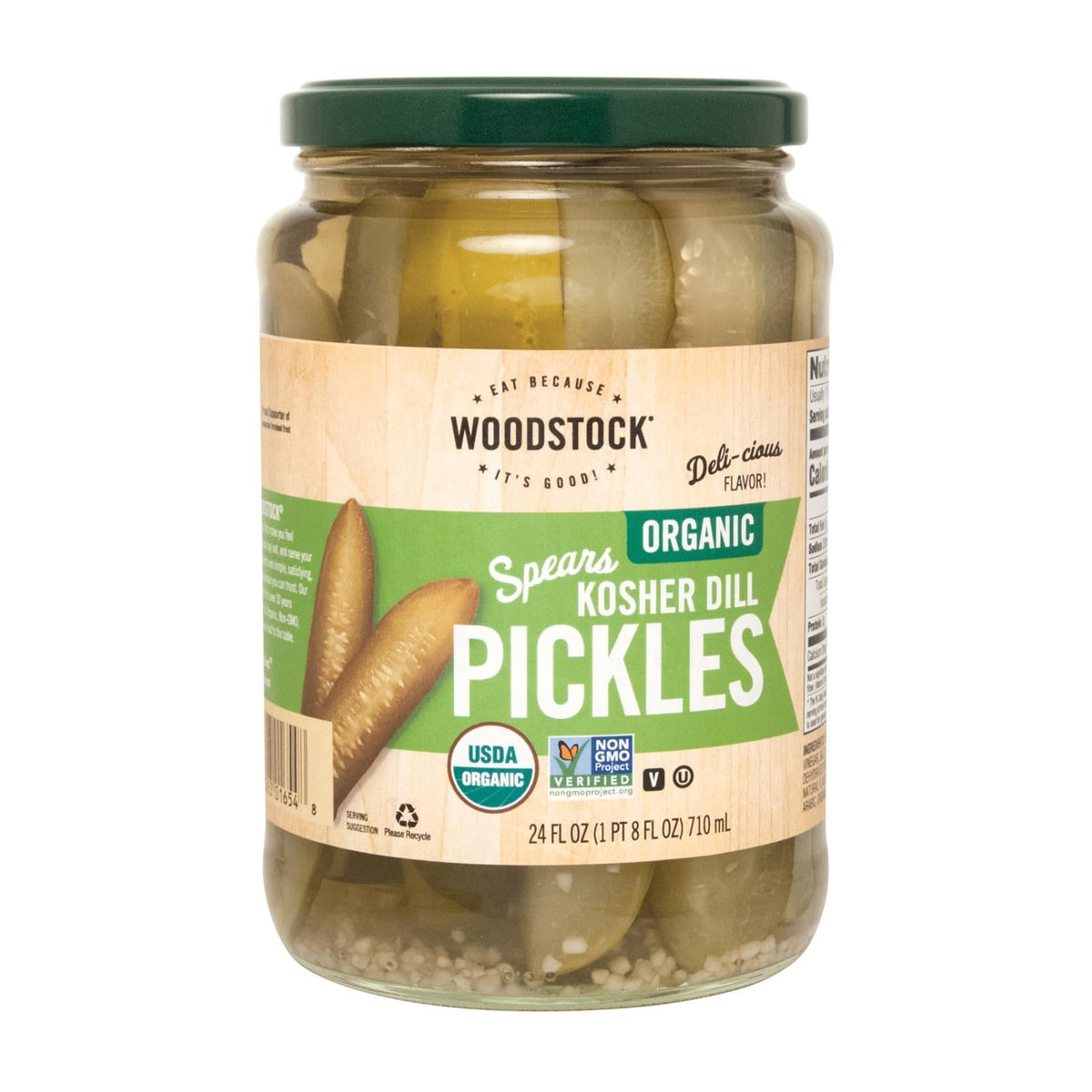 Woodstock Organic Kosher Dill Pickle Spears, 24 fl oz (Case of 6)
