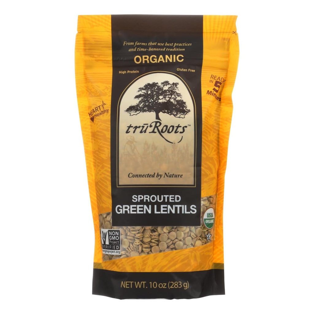 truRoots Organic Sprouted Green Lentils, 10 oz (Case of 6)