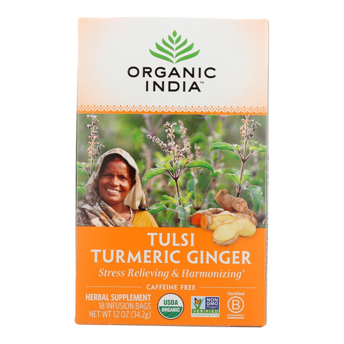 Organic India Organic Tulsi Turmeric Ginger Tea, 18 ct (Case of 6)