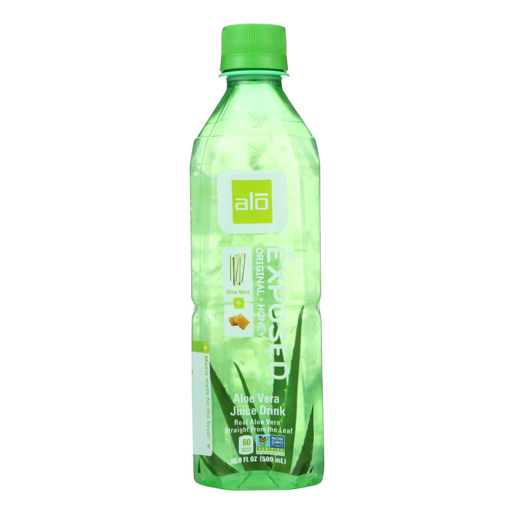ALO Original Exposed Aloe Vera Juice Drink, Original & Honey, 16.9 fl oz (Case of 12)