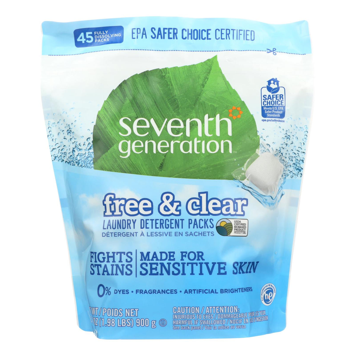 Seventh Generation Laundry Detergent, 45 ct (Case of 8)
