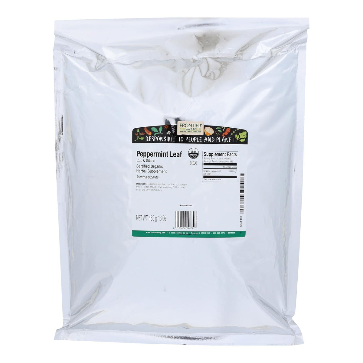 Frontier Herb Organic Peppermint Leaf Cut & Sifted - 1lb Single Bulk Item