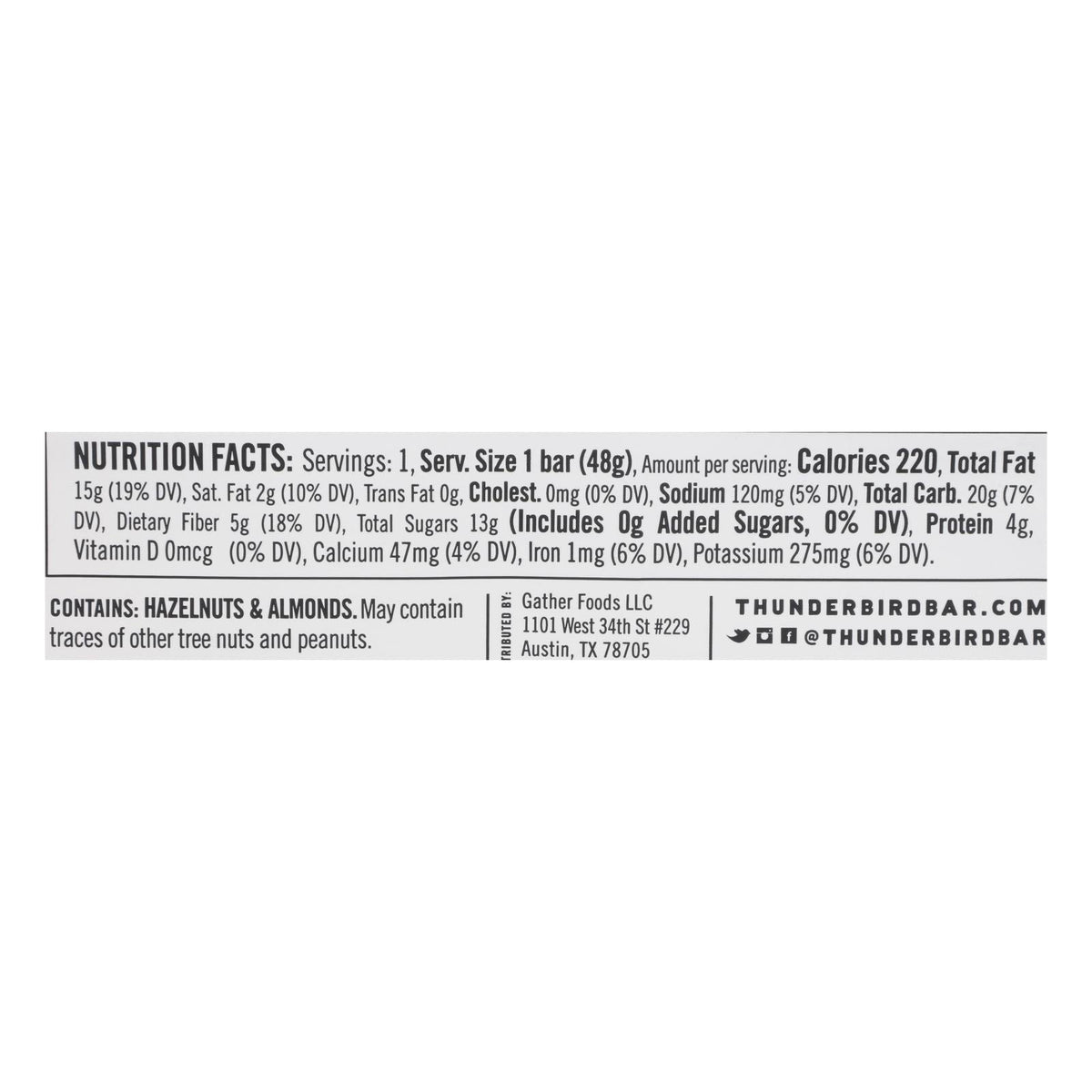 Thunderbird Hazelnut Coffee Maca Bar, 1.7 oz (Case of 12)