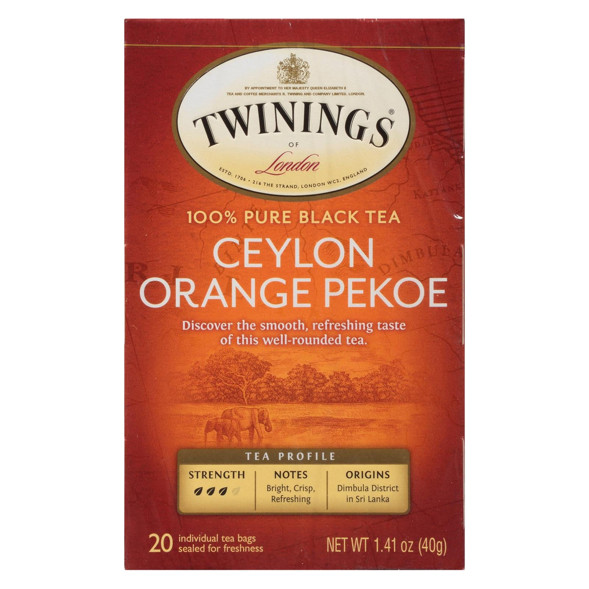 Twinings Ceylon Orange Pekoe Black Tea, 20 ct (Case of 6)