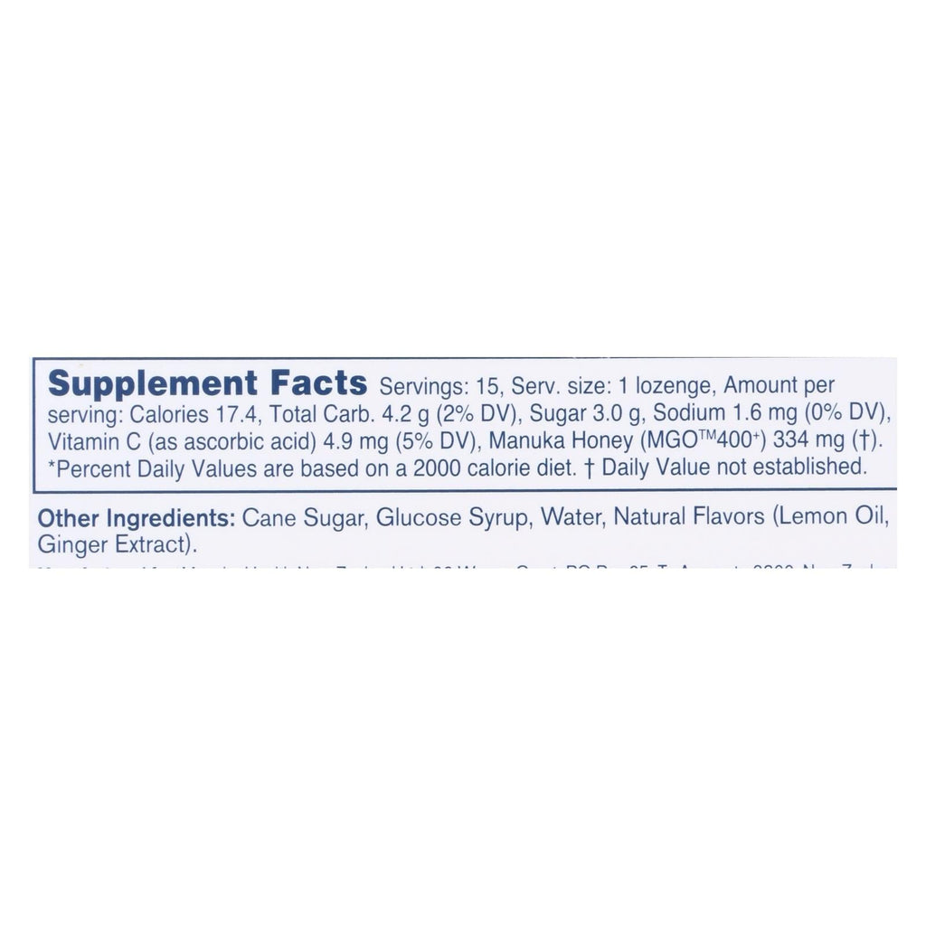 Manuka Health - Loz Honey MGO 400+Lem Ginger (15)