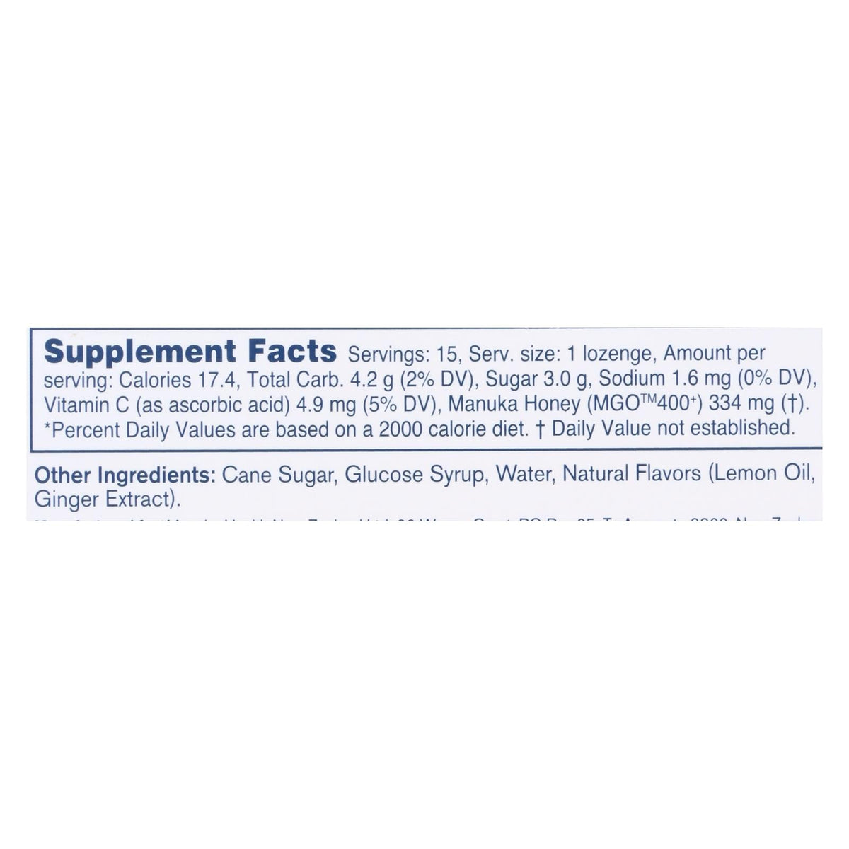 Manuka Health - Loz Honey MGO 400+Lem Ginger (15)