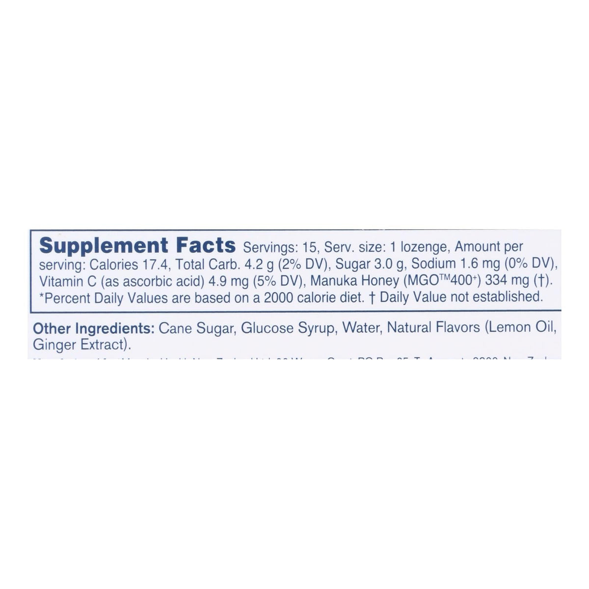 Manuka Health - Loz Honey MGO 400+Lem Ginger (15)