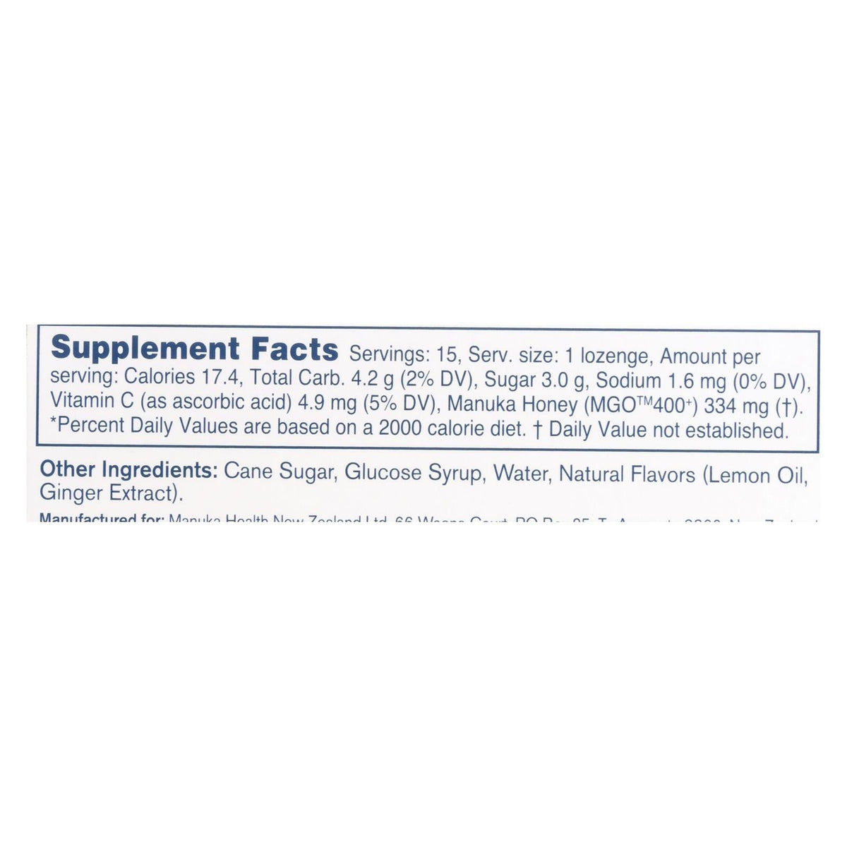 Manuka Health - Loz Honey MGO 400+Lem Ginger (15)