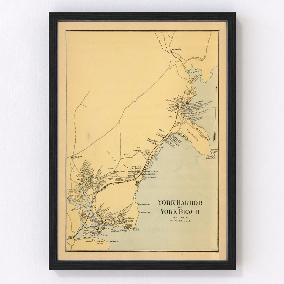 Vintage Map of York Beach, Maine 1894