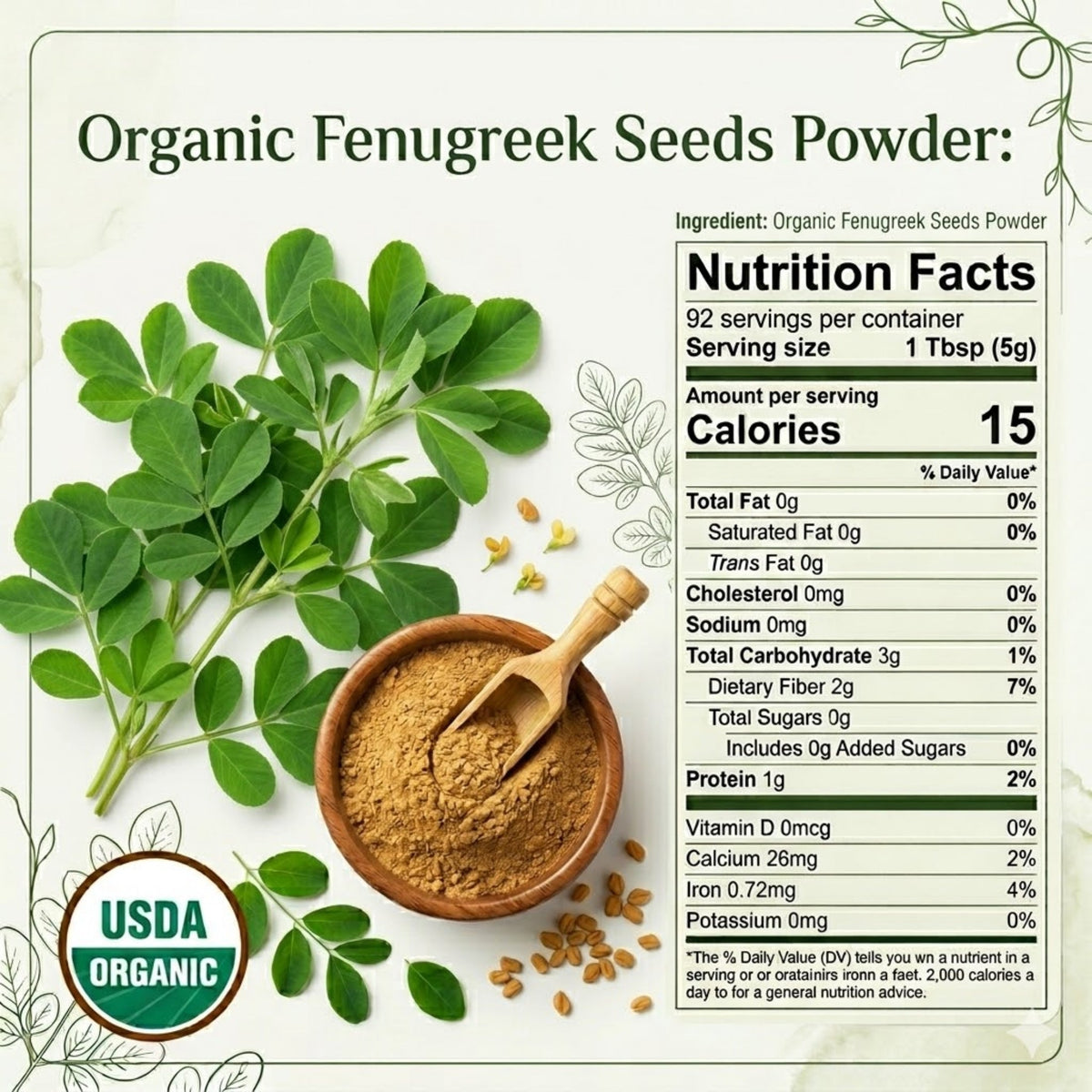 Organic Fenugreek Powder – Ground Methi for Curries & Tea