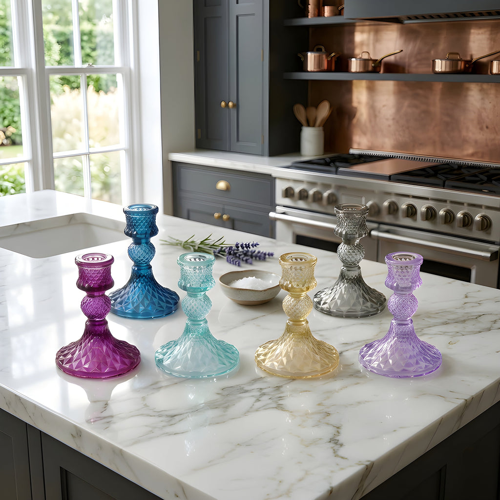 Colored Glass Taper Holder | True Blue