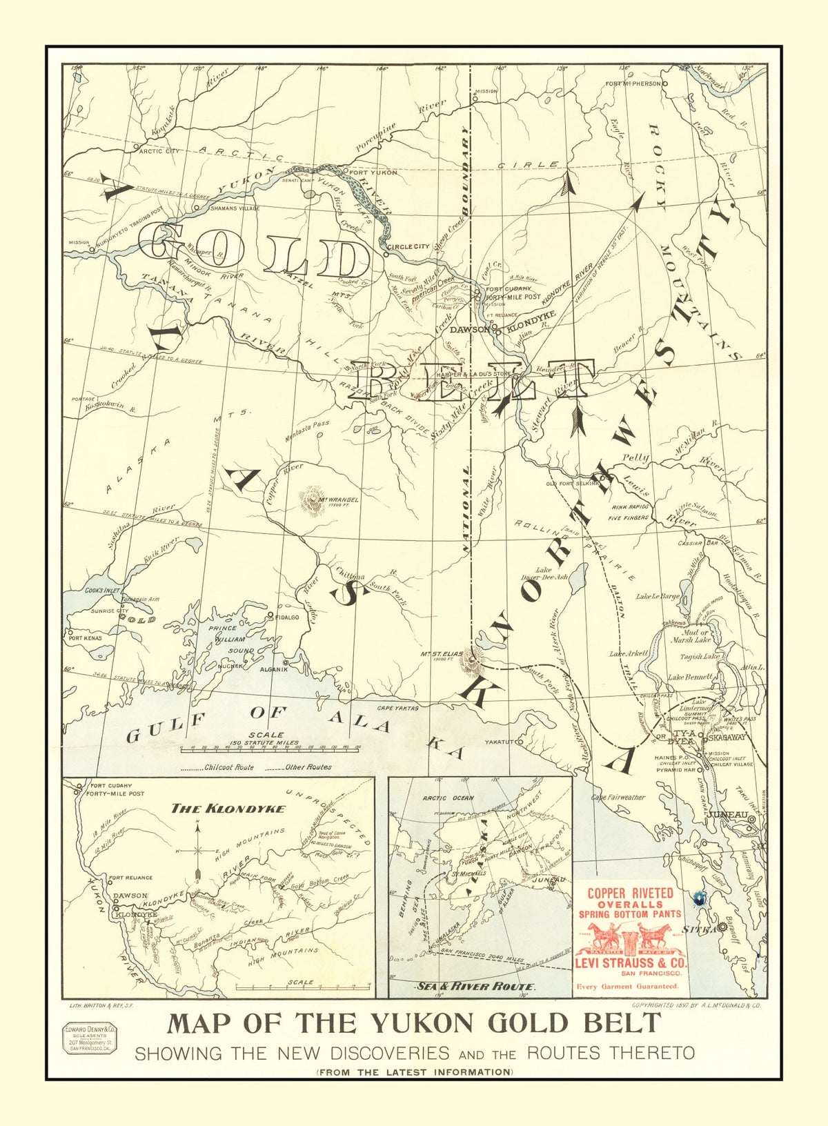Vintage Yukon Gold Belt Map 1897