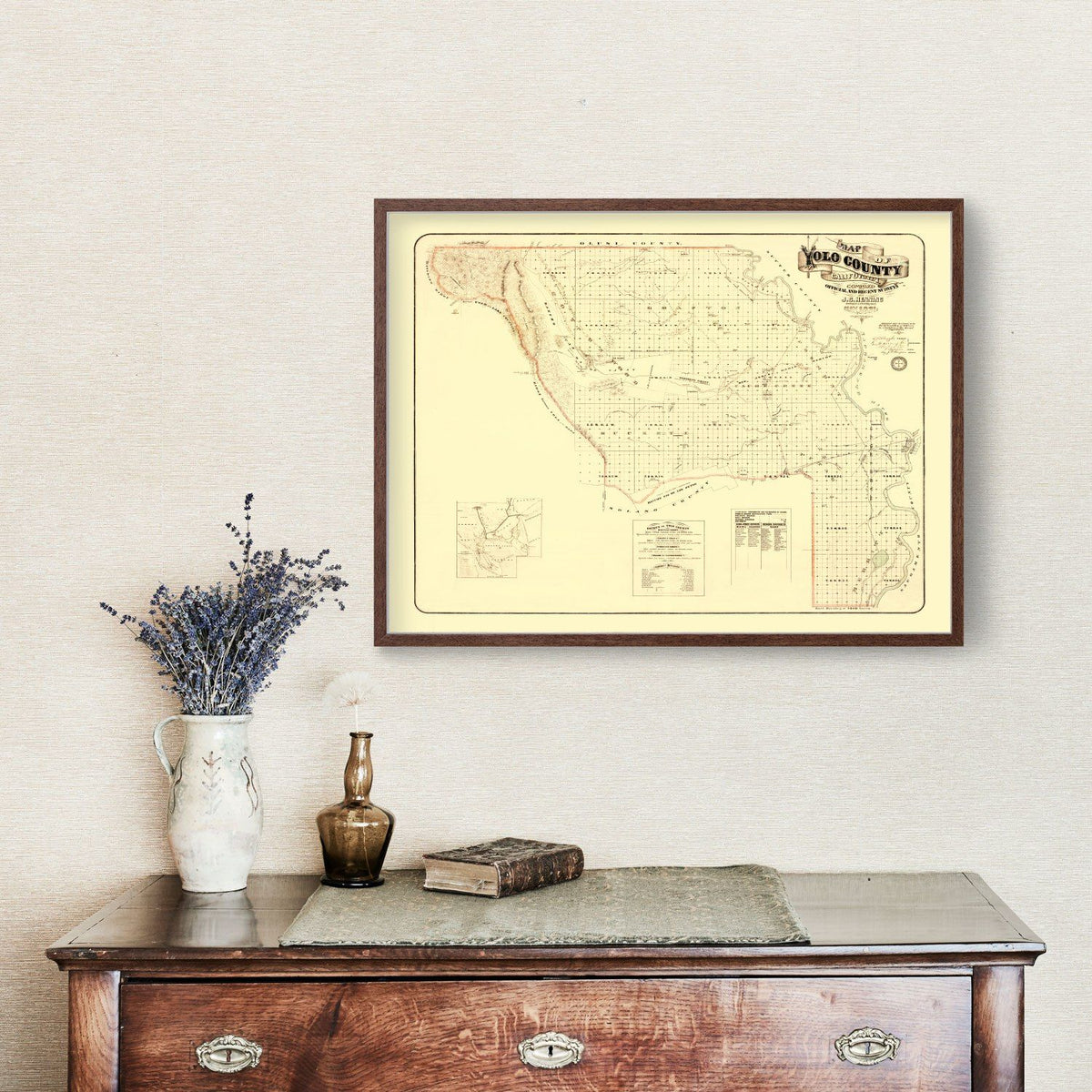 Vintage Map of Yolo County, California 1871