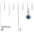 10K White Gold Blue  Sapphire and Diamond Halo Cushion Shaped Drop Earrings (I-J Color, I1-I2 Clarity)