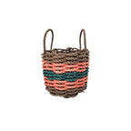 Brown, Orange & Hunter Green Five Stripe Rope Basket