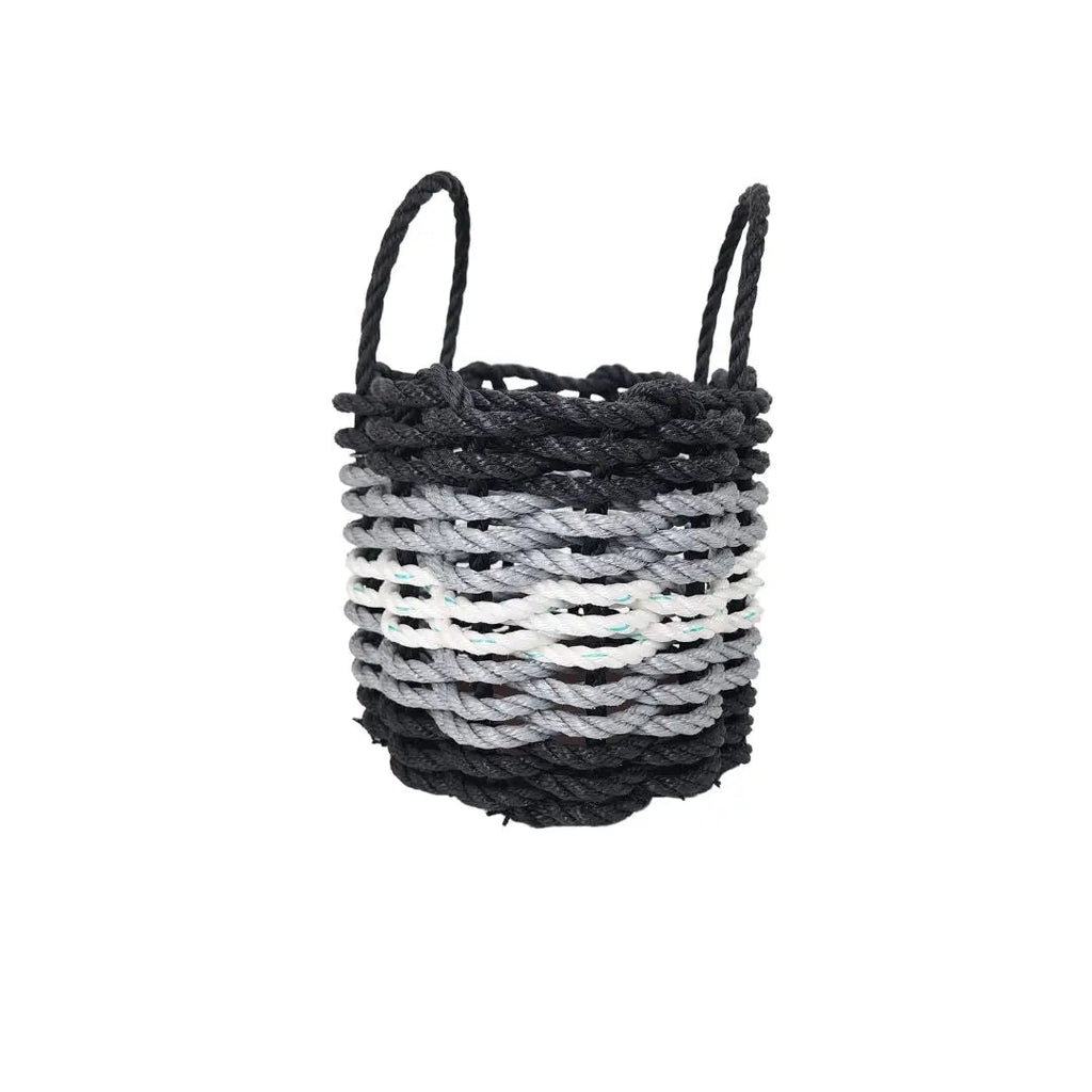 Black, Gray & White Five Stripe Rope Basket