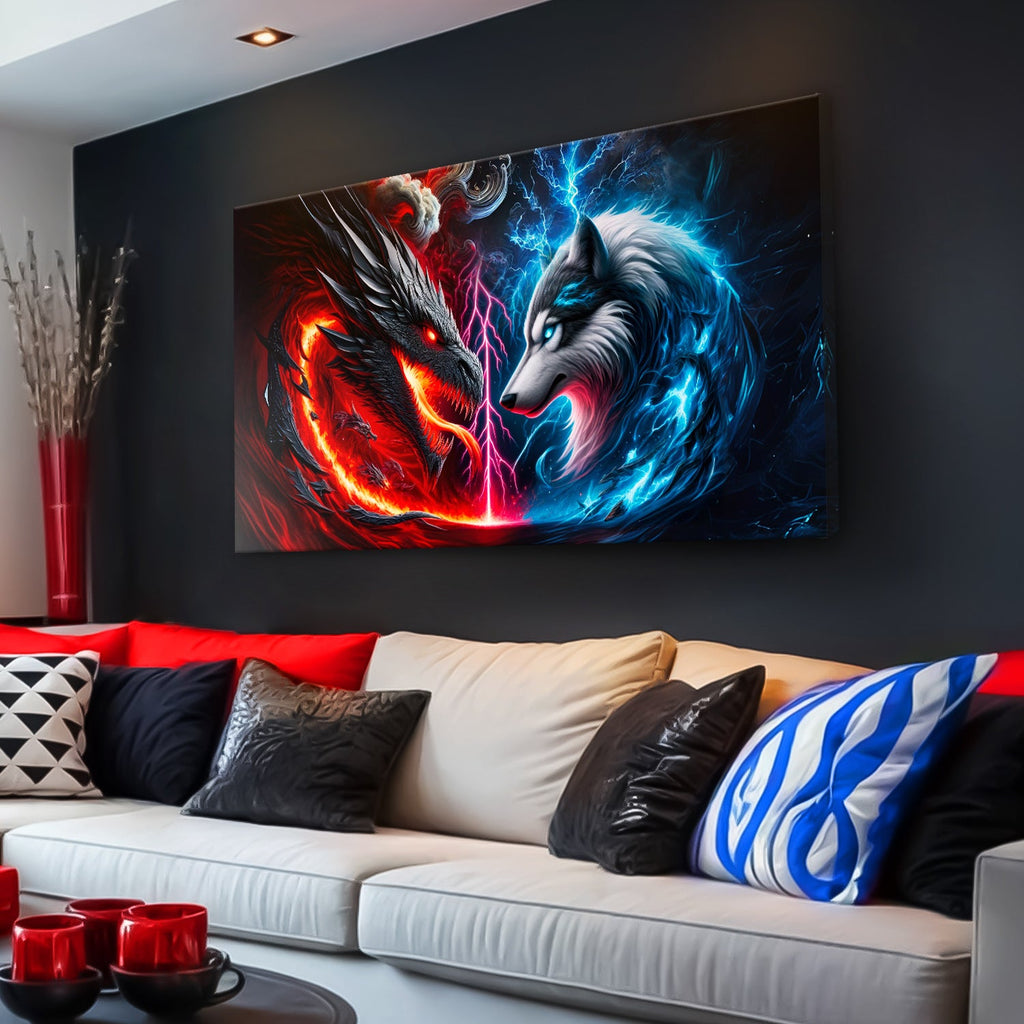 Dragon and Wolf Wall Art VI
