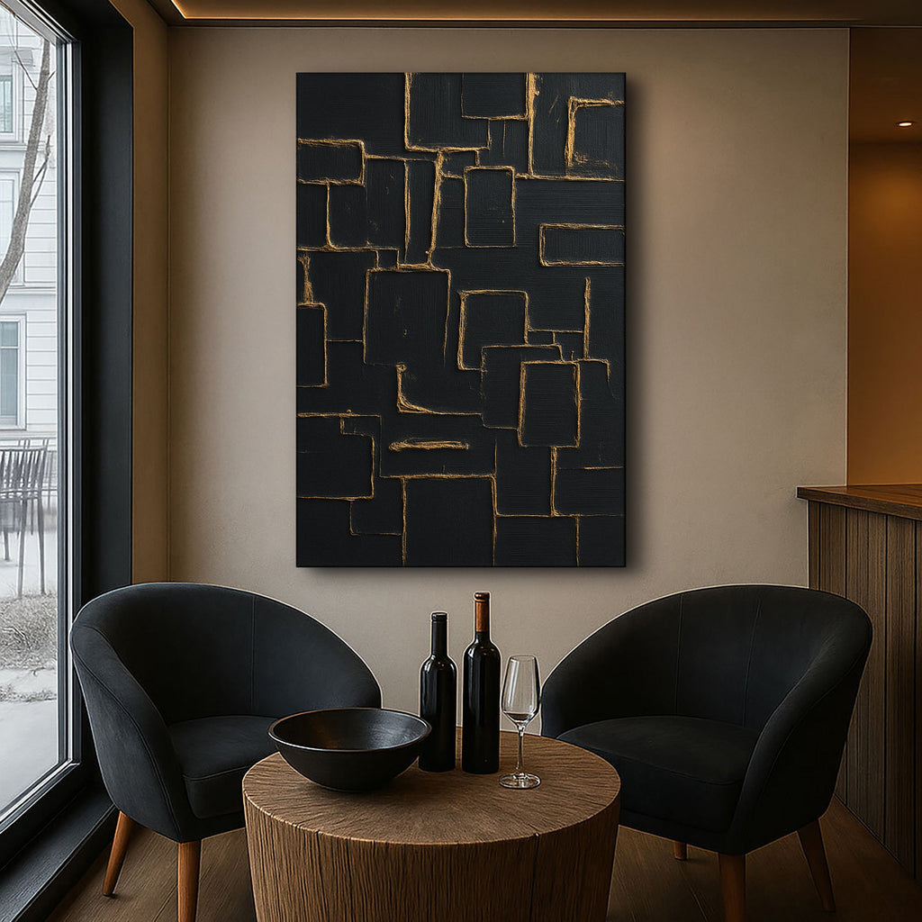 Contemporary Black and Gold Wall Art