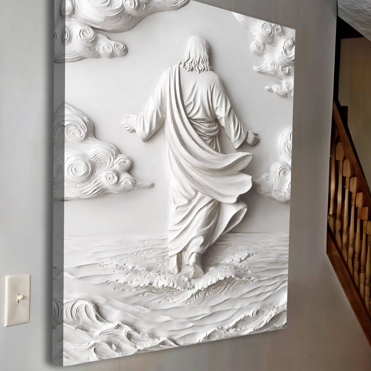 Minimalist Jesus Walking on Water Wall Art