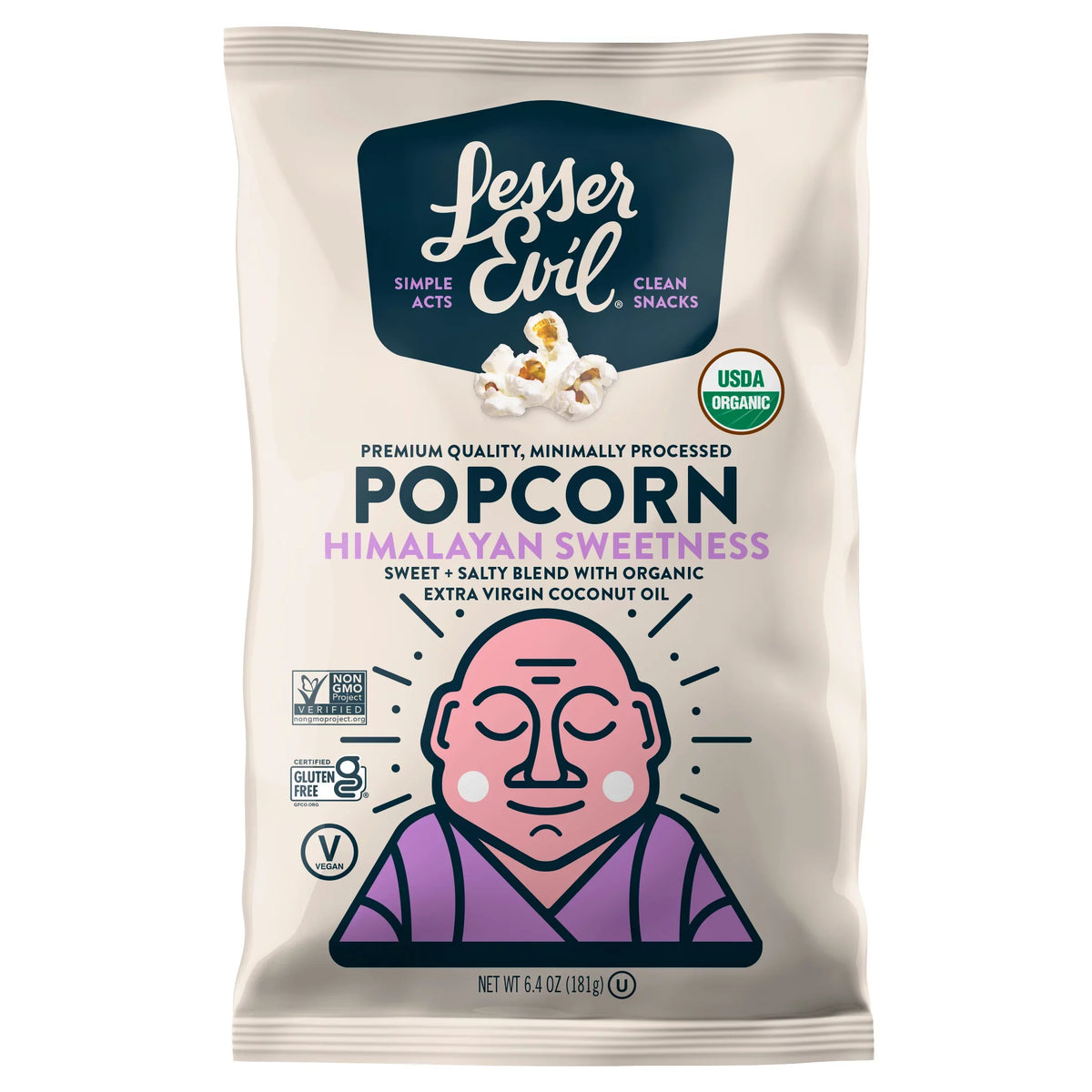 LesserEvil Himalayan Sweetness Popcorn, 6.4 oz (Case of 12)
