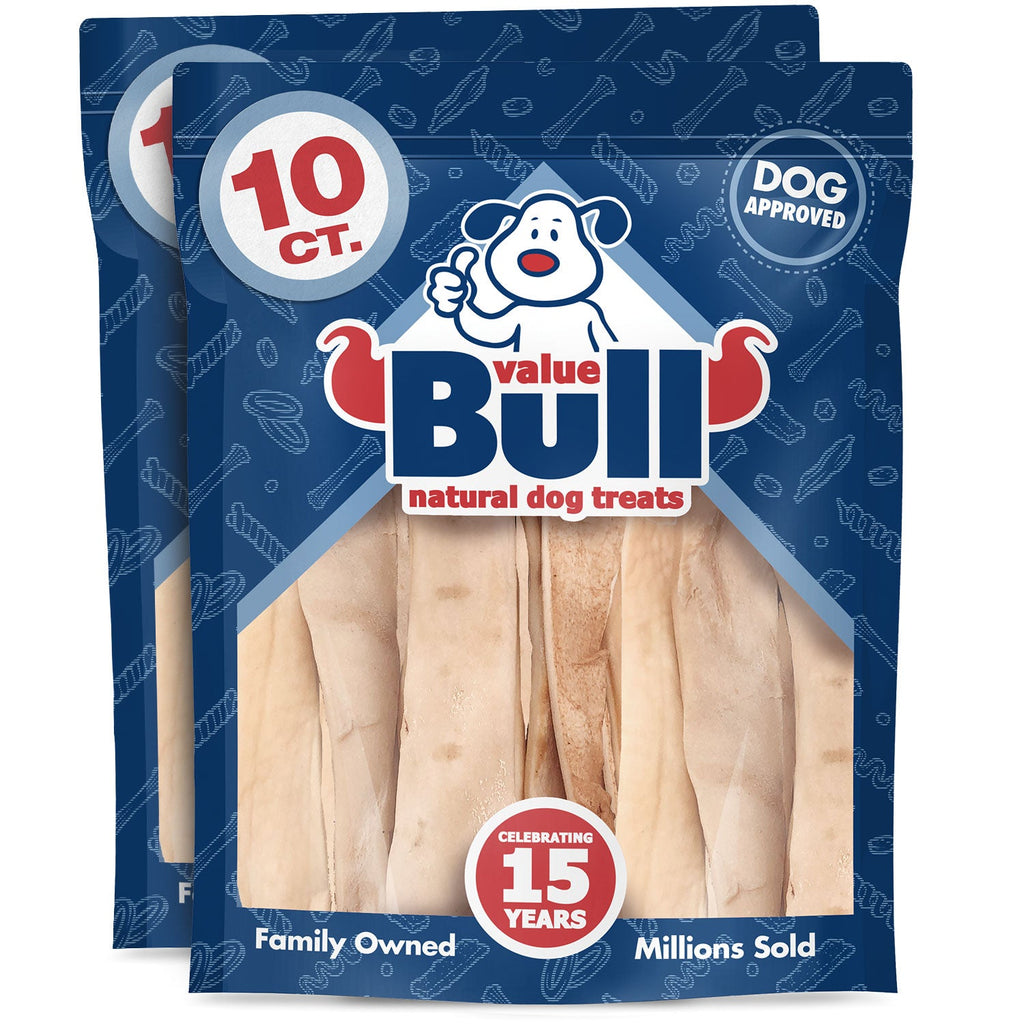 ValueBull Beef Cheek Slice Dog Chews, Thick 9-10 Inch, 20 Count