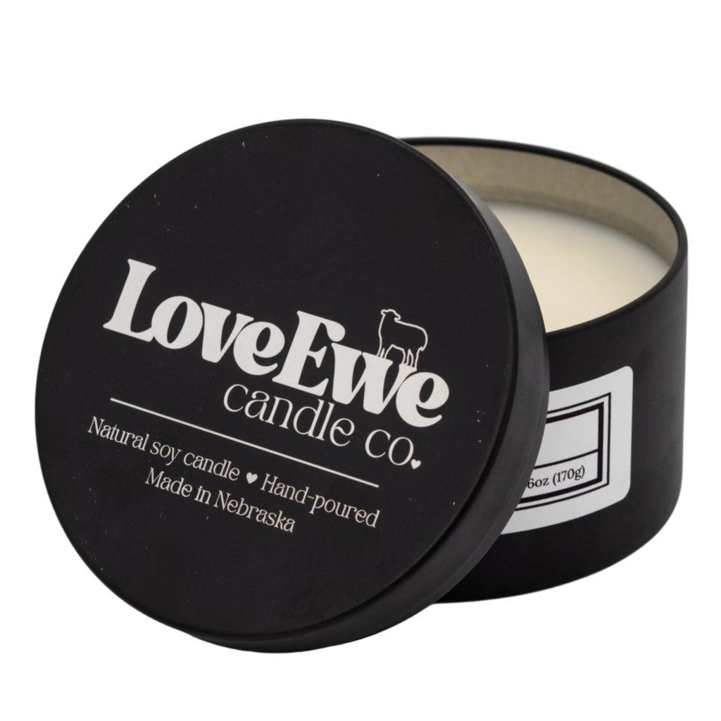 SALE SMALL DENT ON LID | Santal + Coconut Scented Candle | 6 oz | Love Ewe Candle Company