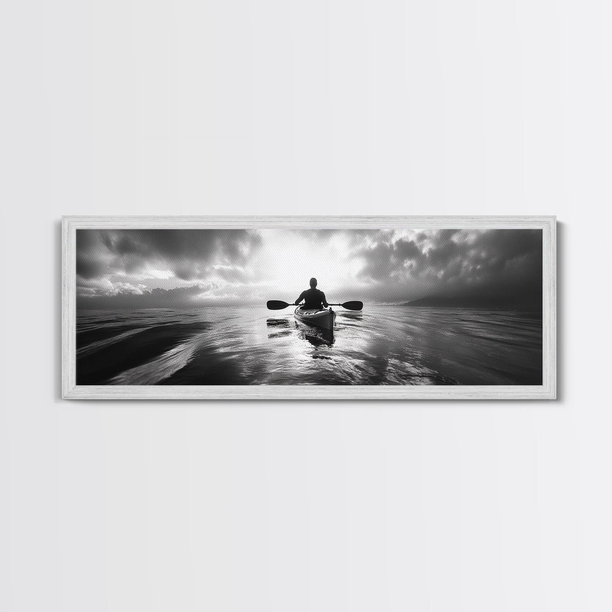 Kayaking, Sea Journey, Ocean Paddle, Canvas Print, Outdoor adventure wall art, Moody landscape, Modern living room decor, Wilderness art
