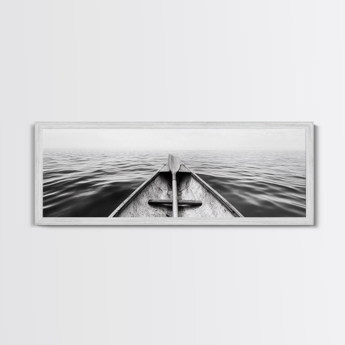Canoe View, Open Water, Ocean Drift, Paddleboat Scene, Canvas Print, adventure wall art, rustic lake house decor, minimalist travel photo