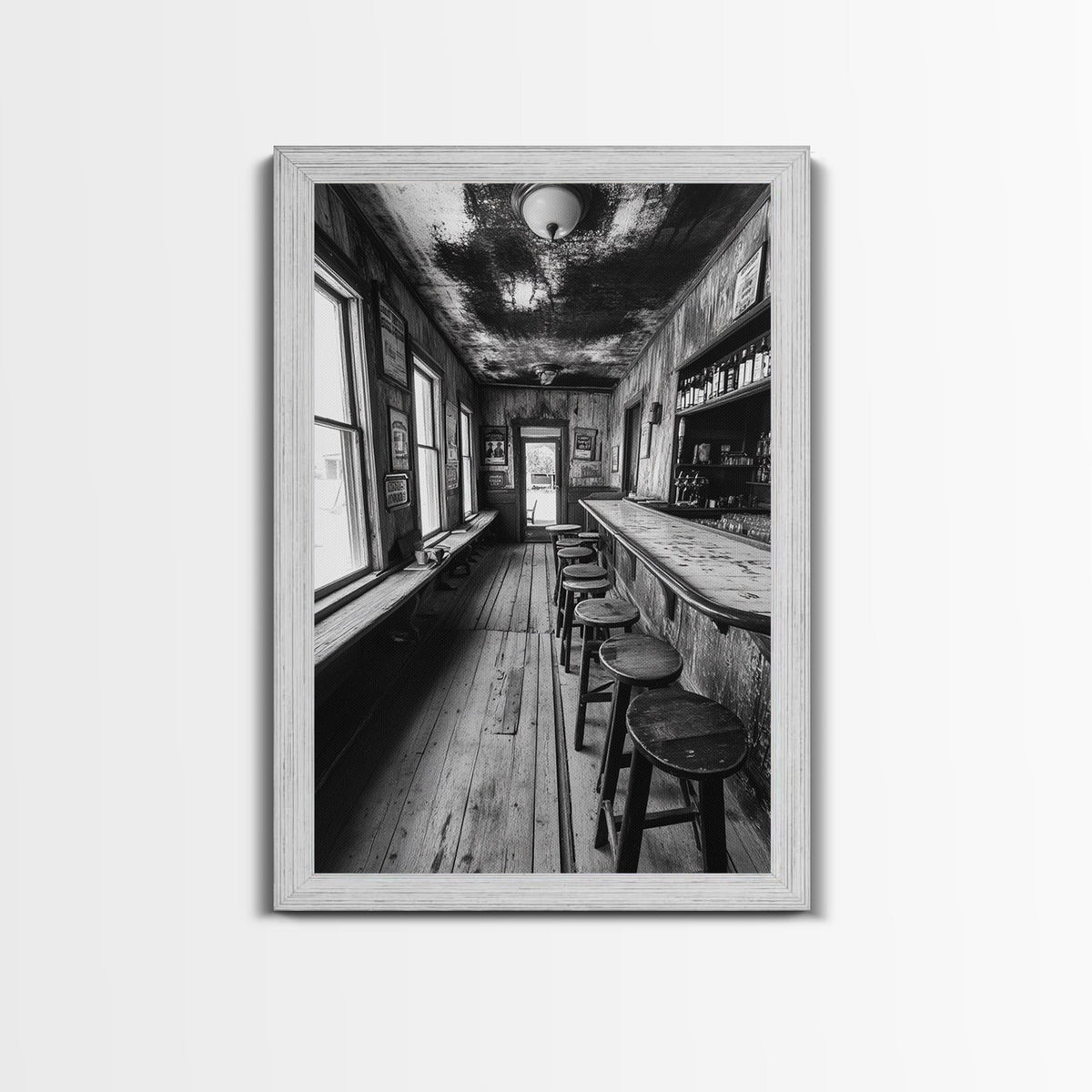 Western Saloon, rustic wall art, cowboy art, vintage western decor, bar art print, moody art, framed canvas print, farmhouse art