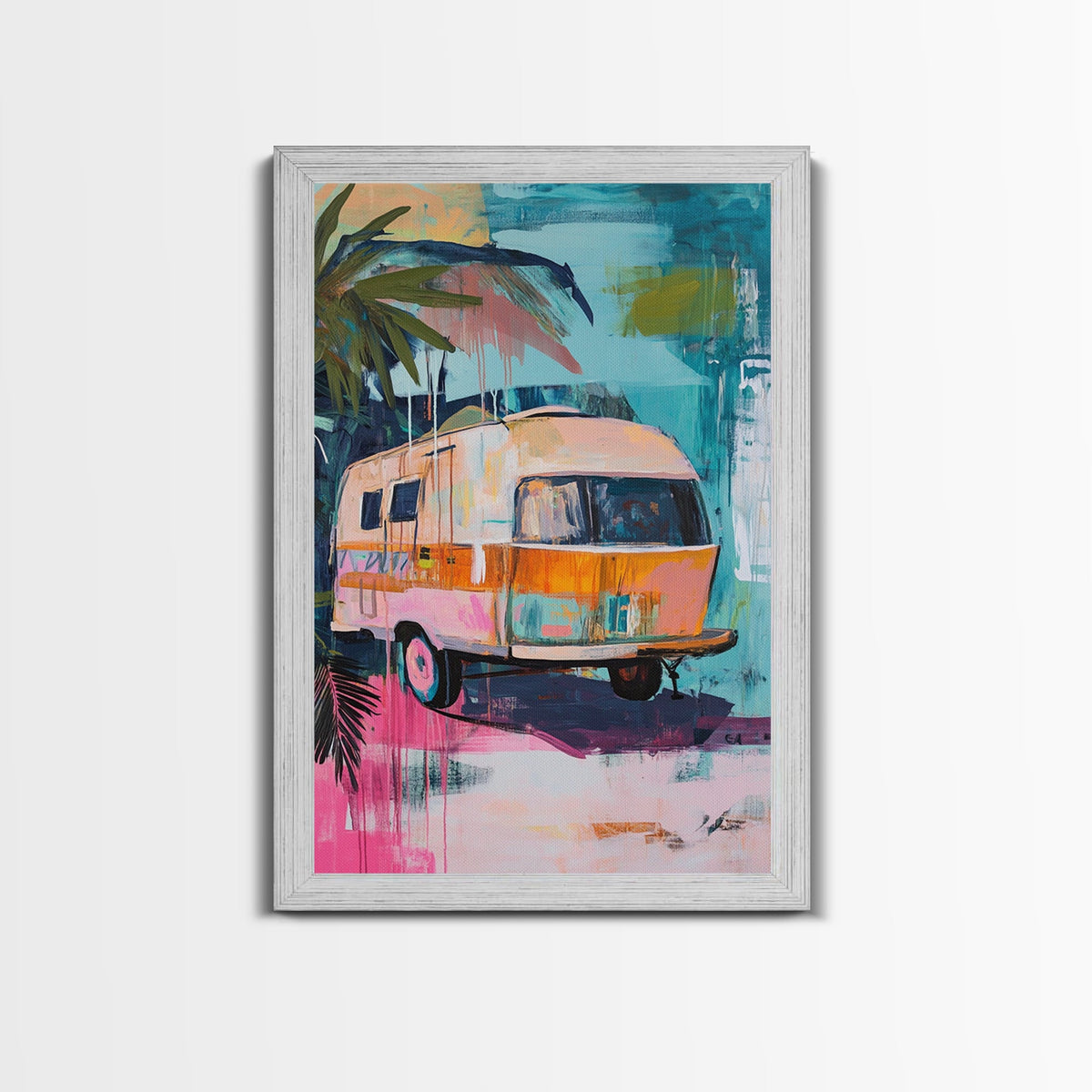 Vintage Camper, Coastal Cowgirl Wall Art, Surf Wall Art, Canvas Print, Boho Art, Teal Wall Art, Rustic Decor, Travel Art, Gift Idea