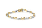 10K Two-Tone Gold 1/2 Cttw Diamond Alternating 3 Stone and X-Link 7" Bracelet (I-J Color, I2-I3 Clarity)